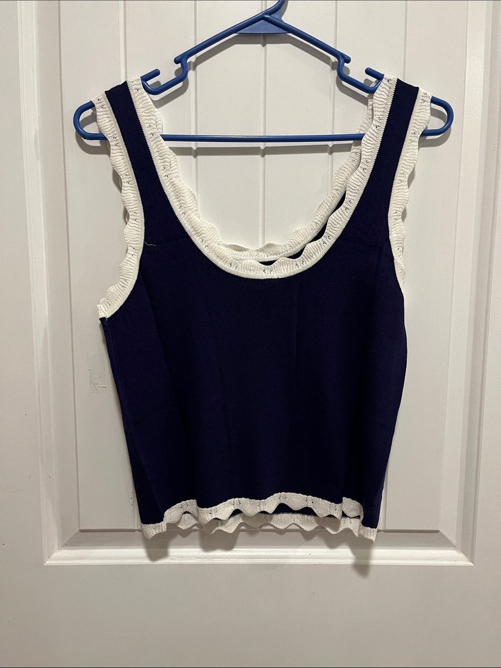 navy ribbed knit tank top
